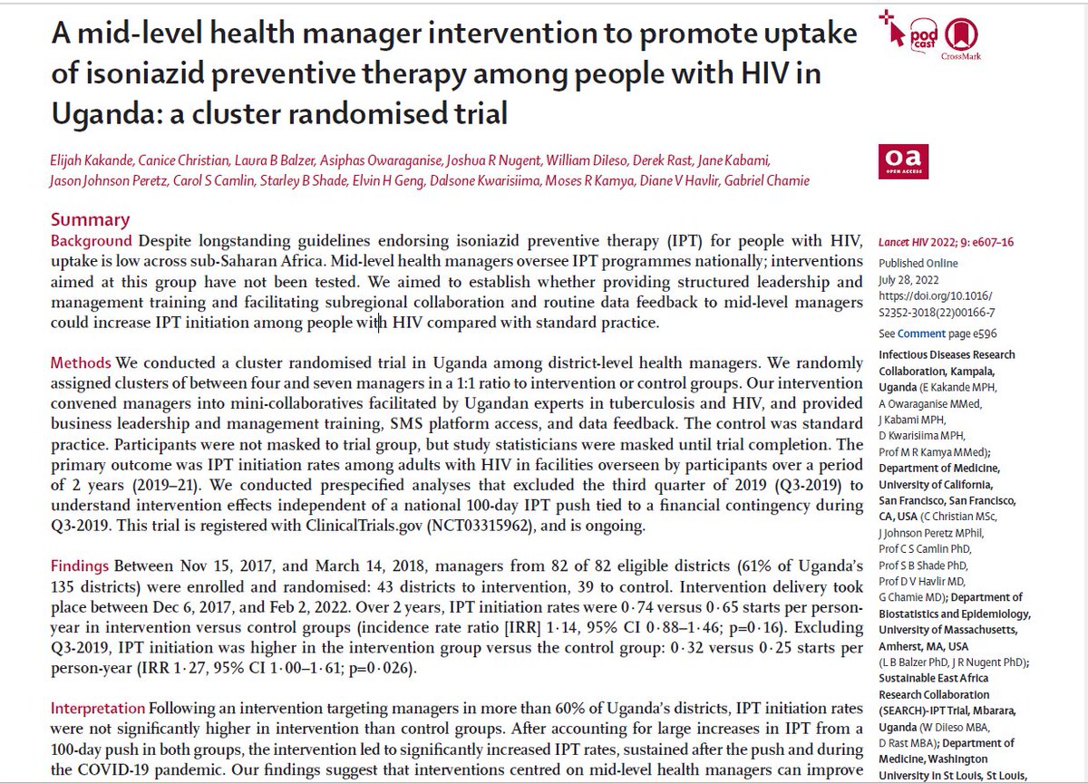 📚Calling all curious minds! Dive into the fascinating world of research with a captivating article by our SEARCH-IPT study team. Discover new perspectives &amp; enrich your knowledge. #Researchpaper #KnowledgeIsPower  👉idrc-uganda.org/publications/
Kakande, E., Christian, C., Balzer, L.