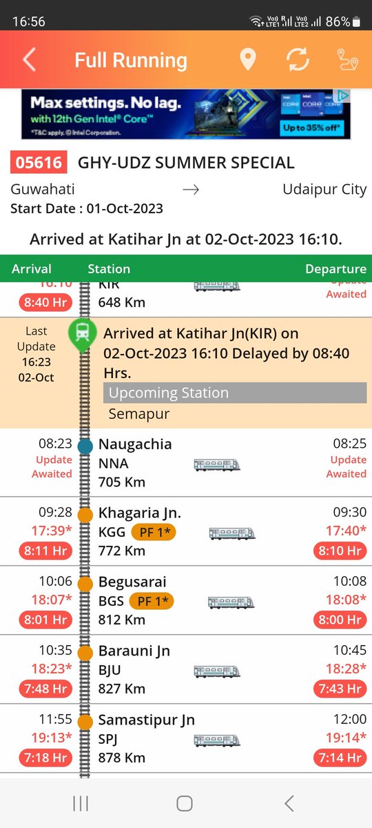 _Devashish1's tweet image. Special train no- 05616 by Northeast Frontier railway is delayed by 8-9 hrs ,reality of railways in 2023 such a shameful and pathetic experience... @PMO @narendramodi @RailMinIndia @AshwiniVaishnaw  @gm_nfr @GM_ECRly @DrmDnr @drm_kir @DRM_RNY