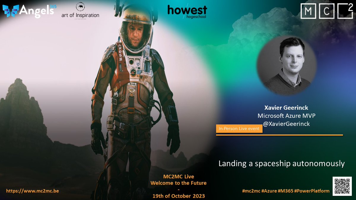 We're excited to announce <a href="/XavierGeerinck/">Xavier Geerinck</a>, who will apply AI to learn a spaceship 🚀 how to autonomously land itself, at our MC2MC Live - Welcome to the Future event!  

📅 Thu Oct 19th 
⏲️ 6:00 PM - 10:30 PM CEST 
📍 <a href="/howest/">Howest</a>
🎟️ tinyurl.com/9zmnjd35

#mc2mc #Microsoft #AI