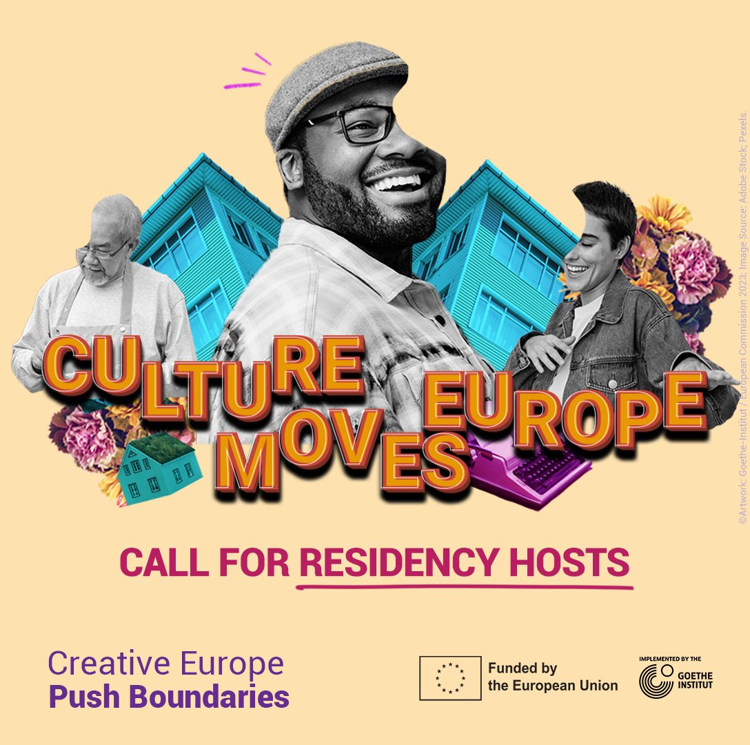 Ab heute öffnet Culture Moves Europe, das große EU-Projekt für kulturelle Mobilität, eine neue Bewerbungsrunde! Wollt ihr eine Residenz ausrichten und Künstler*innen und Kulturschaffende aufnehmen? Dann bewerbt euch jetzt unter 👉goethe.de/culturemoveseu…