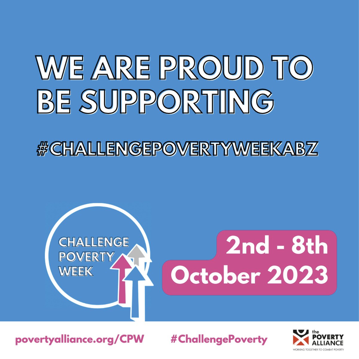 We’re proud to be supporting Challenge Poverty Week (2nd – 8th October). Join in and find out what is happening in Aberdeen to create a just and equal society for all #ChallengePovertyWeekABZ #CPWABZ @shmuORG @CFINEAberdeen @Abdn_Cyrenians @HSCAberdeen @PovertyAlliance