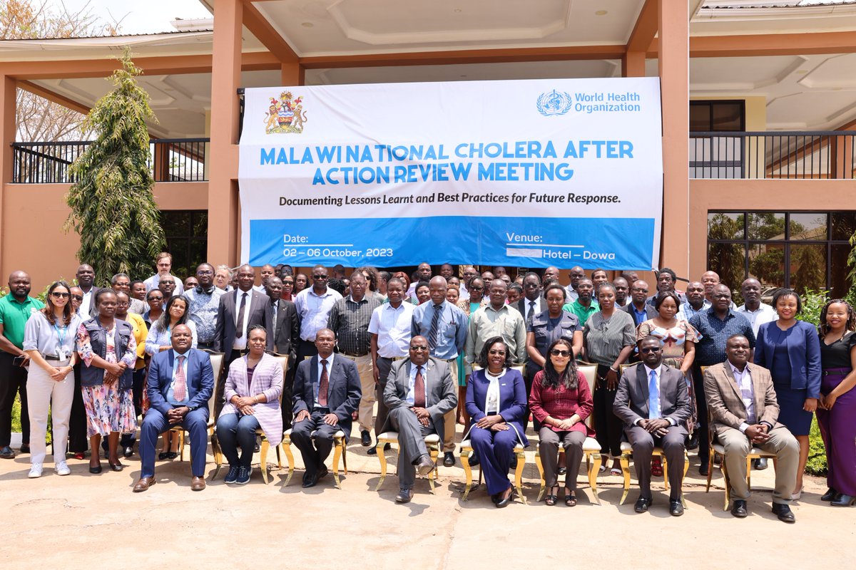 In line with <a href="/WHO/">World Health Organization (WHO)</a> guidelines <a href="/health_malawi/">Ministry of Health, Malawi</a> has convened a National After Action Review (AAR) of the recent #Cholera outbreak. The AAR compiles experiences from all 29 health districts in Malawi to develop best practices to support preparedness &amp; management of health emergencies