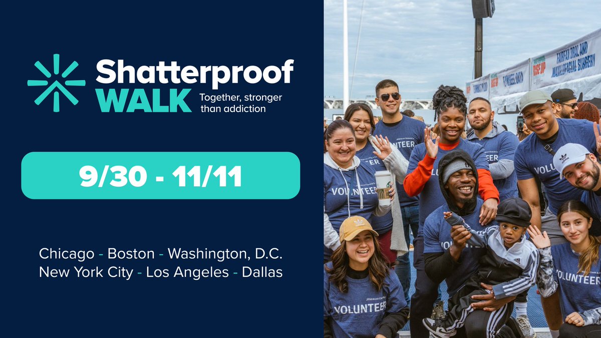 LemonadaMedia's tweet photo. We are thrilled to partner with Shatterproof (@ShatterproofHQ ) on the #ShatterproofWalk.
This past weekend, Shatterproof began the first of many walks around the country to honor those who lost their lives to this disease, celebrate those living in recovery and bring hope to the millions still suffering.
Addiction impacts 46M+ families. Join us so more people can access quality care and recover from this treatable disease.
Here are the dates in the cities where the walks will be taking place:
9/30- Chicago
10/7-Boston
10/21- Washington DC
10/28- NYC
11/4- LA
11/11- Dallas
Β
You can register here-> https://t.co/1MvYN7Xx8k
Β
#Shatterproof #StrongerThanAddiction #EndOverdose