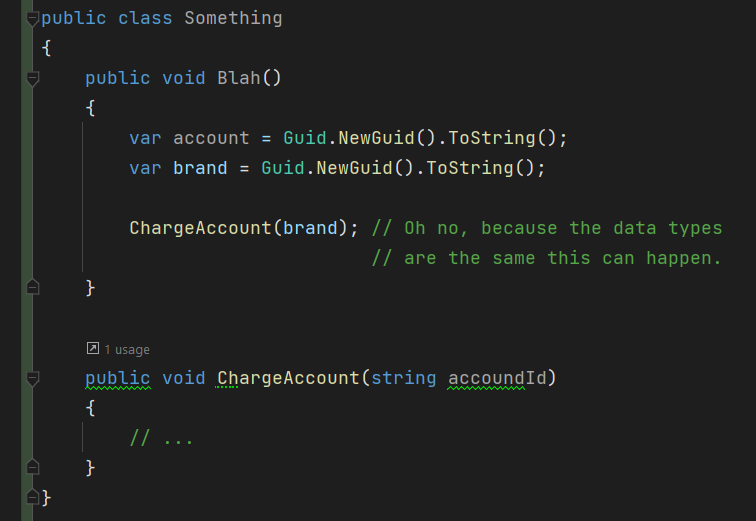 david_whitney's tweet image. One of the biggest code smells I see in most software I touch is "primitive obsession" - where the data that a program operates moves around the system as raw "strings, numbers, and bytes" without using the type system of the language to correctly encapsulate data.
It's this...
