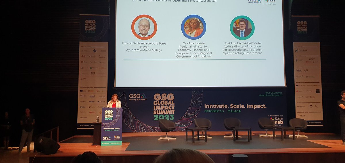 IsabelPenalosa's tweet image. #GSGSummit #caminoalimpacto Innovate, scale, impact @SpainNAB @AEF_fundaciones opening plenary @CarolinaEspanaR @frdelatorre @joseluisescriva