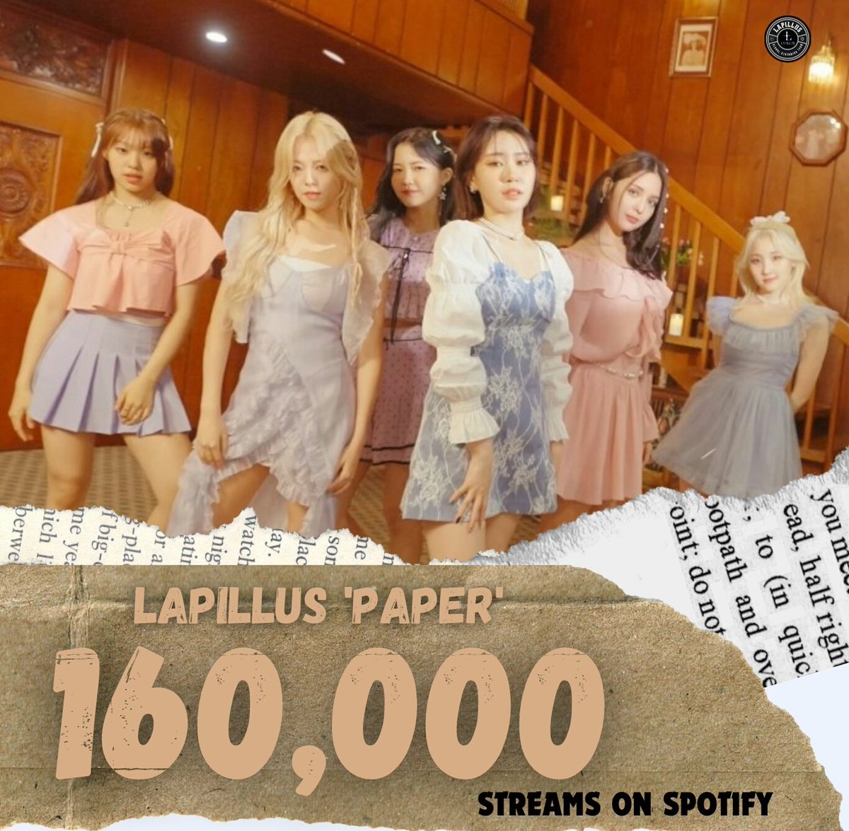 LapillusGSTeam's tweet photo. [📣] Lapillus b-side track 'Paper' has surpassed 160,000 streams on Spotify🔥

Lapis please keep streaming we need each one of you for us to achieve our goals for the girls!

#LapisOnStationHead
#LAPILLUS_STREAM
#Lapillus #라필루스 @offclLapillus https://t.co/B2D1tZYCny