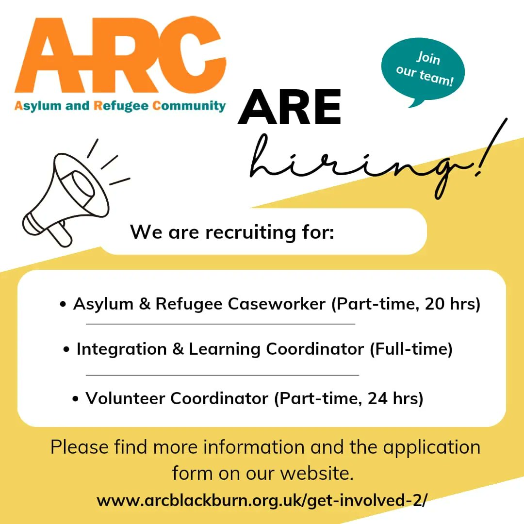 Join our team!

#RefugeesWelcome #refugeesupport #blackburn #LANCASHIRE #wearehiring