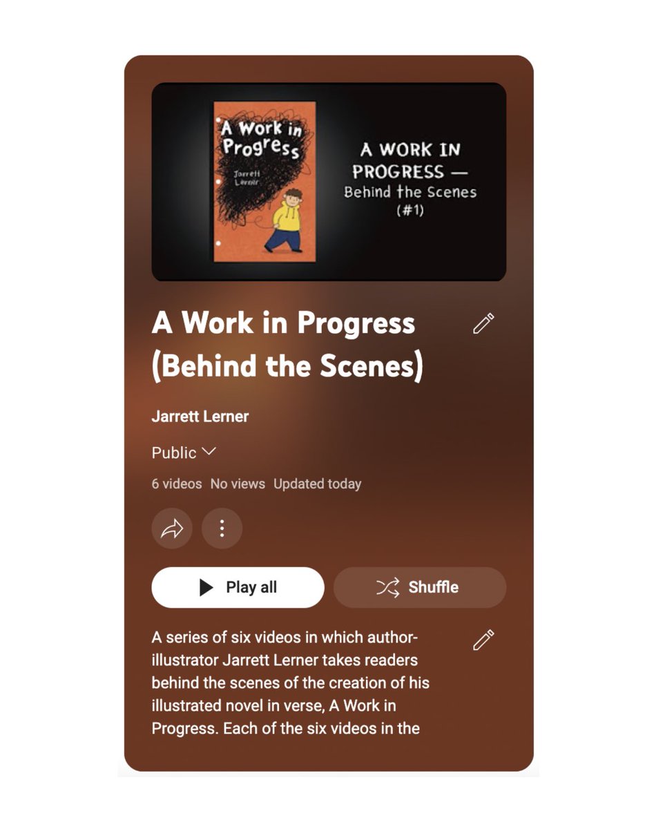 Jarrett_Lerner's tweet photo. Happy first day of the Global Read Aloud! As a reminder, if you’re reading A Work in Progress, don’t miss the series of six Behind the Scenes videos I posted on my YouTube channel!

https://t.co/TeDy3h2UhI

#GRA23 #GRAWork #GRAProgress https://t.co/n1rcVKIZ0H