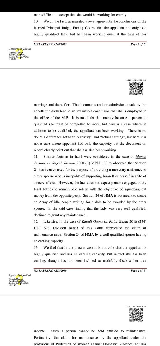 childLOVEpapa's tweet photo. IN  THE  HIGH  COURT  OF  DELHI  AT  NEW  DELHI. Reserved on: 21st August, 2023. Pronounced on: 12th September, 2023 + https://t.co/OZakxbXHgX.(F.C.) 248/2019  &amp; CM APPL.20720/2022

Delhi High Court Denies Maintenance To Working Wife. GOOD DECISION https://t.co/4LzDzPJRqQ
