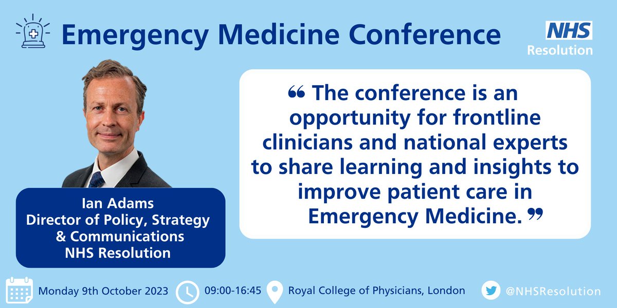 🚨There’s just one week to go until our #EmergencyMedicine Conference!🚨

Free tickets are still available- register now to hear from keynote speakers on how we can make #EmergencyDepartments safer &amp; therefore reduce the number of claims.

➡️bit.ly/3PvWz4p

#NHSRConf23