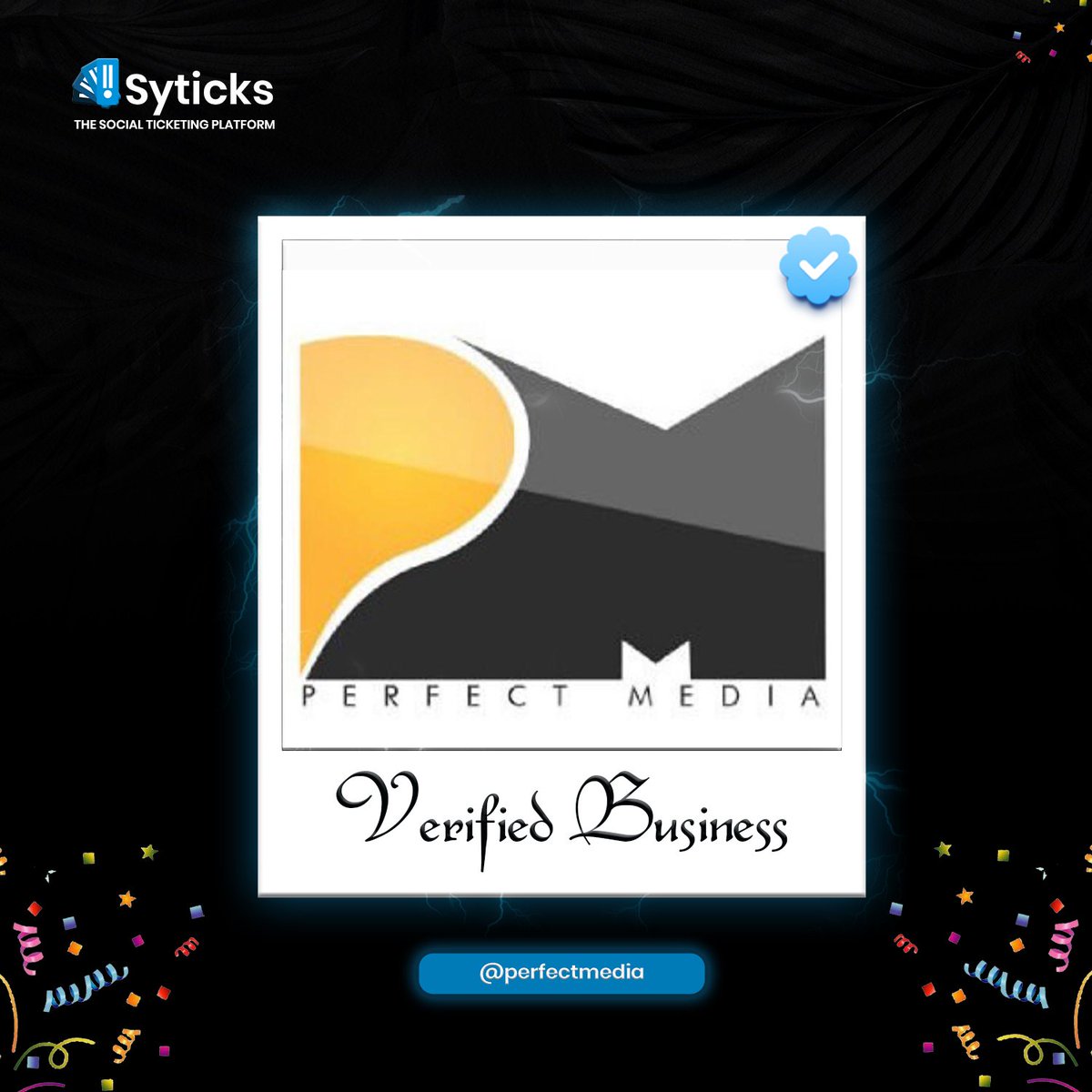 syticksng's tweet photo. #Perfectmedia is now a verified business on Syticks 🎟️🎉.
Follow #Perfectmedia on the Syticks app to stay updated with their activities. https://t.co/hWkBQ4OYJE