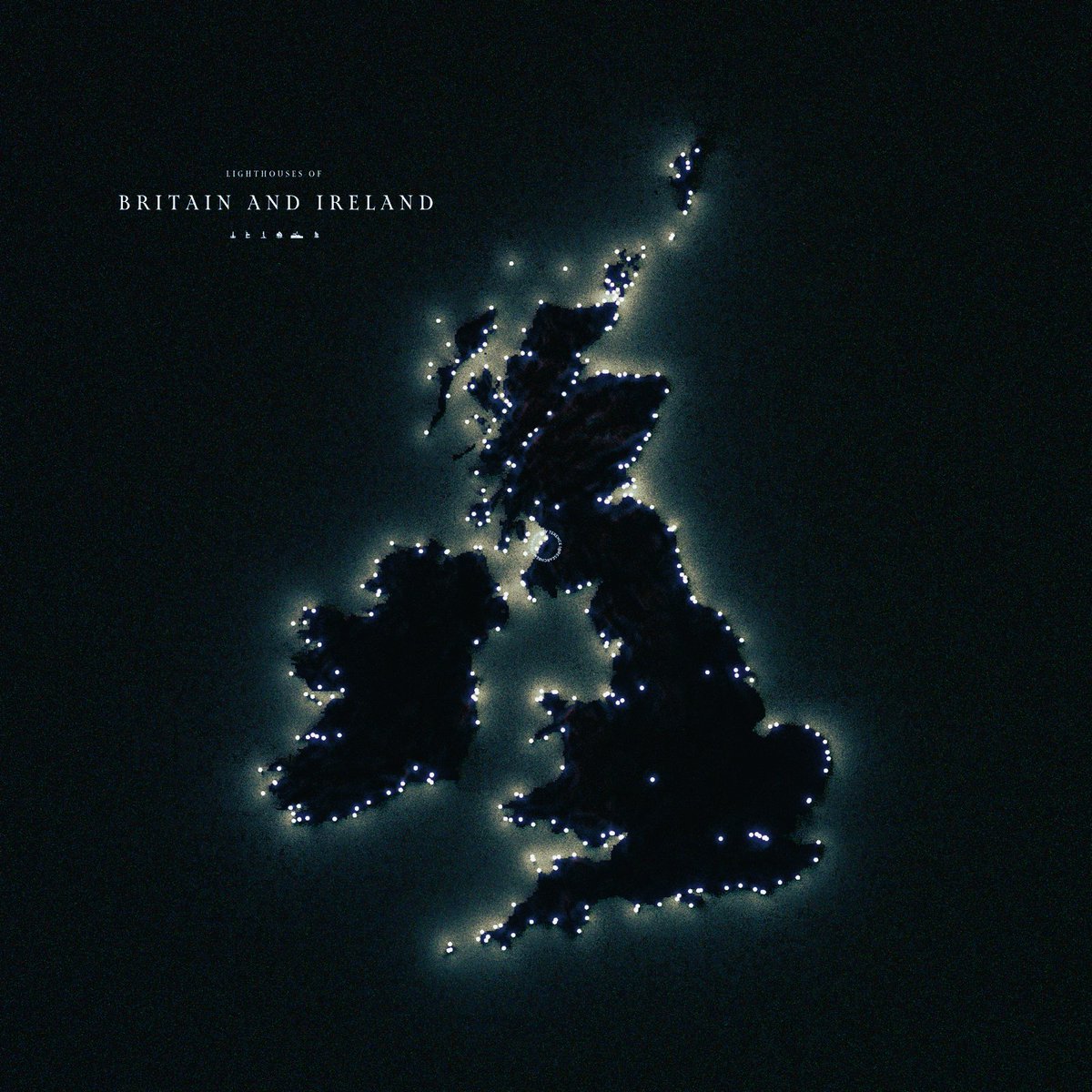 A lighthouse map of Britain and Ireland. #rayshader adventures, an #rstats tale