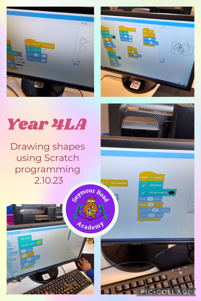 This week in computing at @Seymour_Road Year 4 have been using Scratch to draw shapes using the pen extention blocks. We had to use the properties of a shape such as number of sides and angles to program them accurately. Fantastic work! @MglWorldNews @WiseOwlTrust #ks2computing