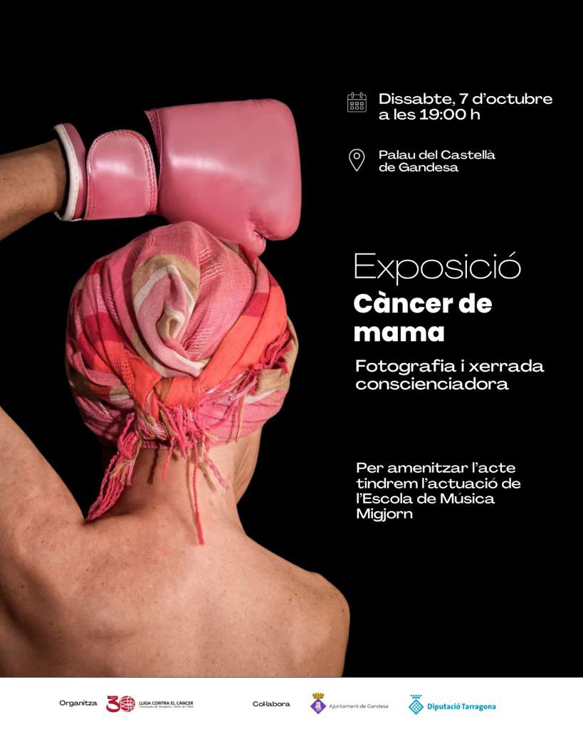 El proper dissabte, 7 d’octubre, tindrem l’oportunitat de tenir l’exposició sobre càncer de mama a Gandesa juntament amb una xerrada conscienciadora♥️.

📍Us hi esperem al Palau del Castellà de Gandesa.