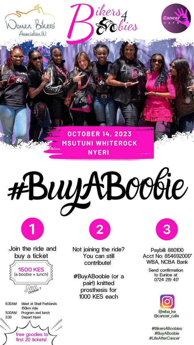 Join us on our Annual Cancer Awareness Ride in support of breast cancer survivors #BuyABoobie #Bikers4Boobies
