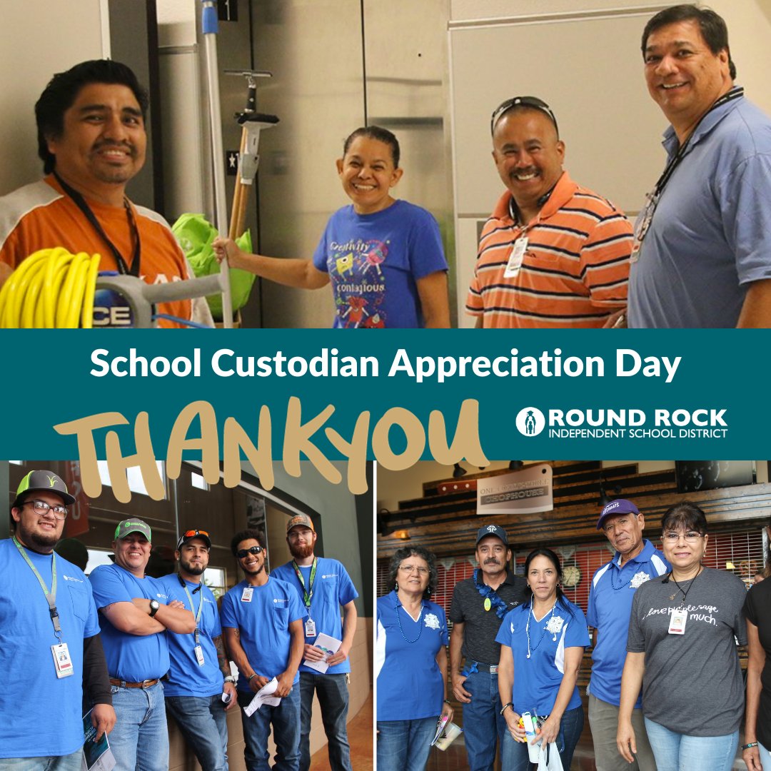 We want to take a minute to thank our custodial staff for their dedication and hard work.👏 Our custodians work hard to make our campuses and District facilities beautiful​, safe, and clean. They play an integral role in student success.  Happy School Custodian Appreciation Day!