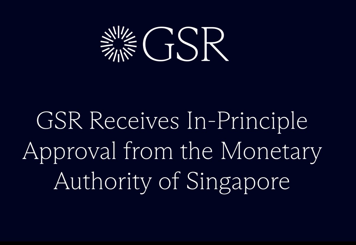 GSR is delighted to announce that GSR Markets Pte Ltd has received In-Principle Approval from the Monetary Authority of Singapore (@MAS_SG) for a Major Payment Institution licence. Full details here: gsr.io/reports/gsr-re…