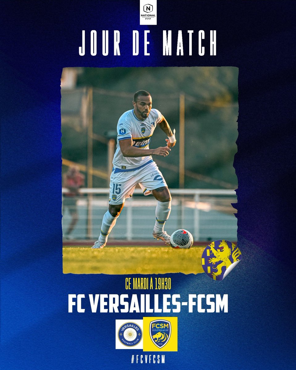 🔥 𝗝𝗢𝗨𝗥 𝗗𝗘 𝗠𝗔𝗧𝗖𝗛 🔥
 
⌚️ 19h30 🆚 @FCVersaillesOff  
⚔️ J1 de <a href="/NationalFFF/">Championnat National</a>
🏟️ Stade Jean Bouin
📺 En intégralité sur fcsochaux.fr
📲 en live tweet avec #FCVFCSM

👊 Allez Sochaux !