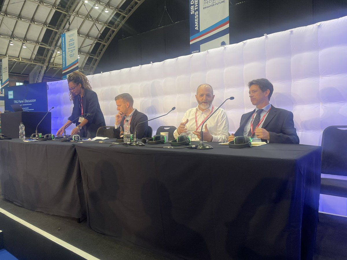 ToryReformGroup's tweet photo. Our business fringe just readying to start in the Disraeli Theatre
Looking forward to hearing from @ChrisHulatt1 @CampaignTim @SiobhanAarons with Chair @owenlmeredith #CPC23 #RadicallyModerate #OneNation https://t.co/XURRbL5goj
