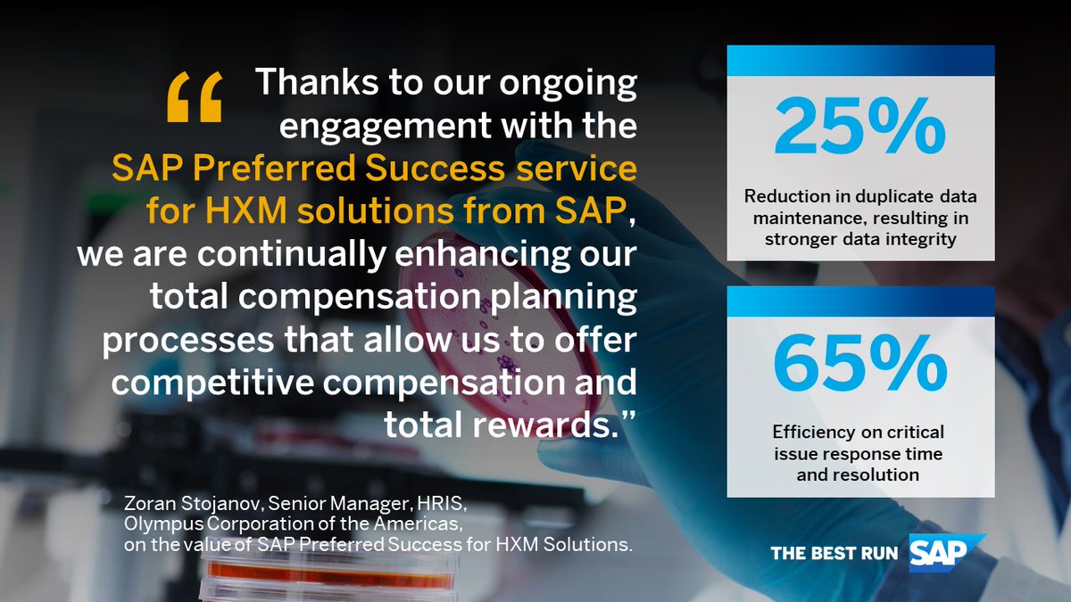 _christianwirth's tweet image. Olympus Corporation of the Americas enhanced its compensation planning processes thanks to engagement with #SAPPreferredSuccess service for #HXM solutions.

The company continues to contribute to making our lives healthier, safer, and more fulfilling.🎉

📖imsap.co/6015uJ0FX