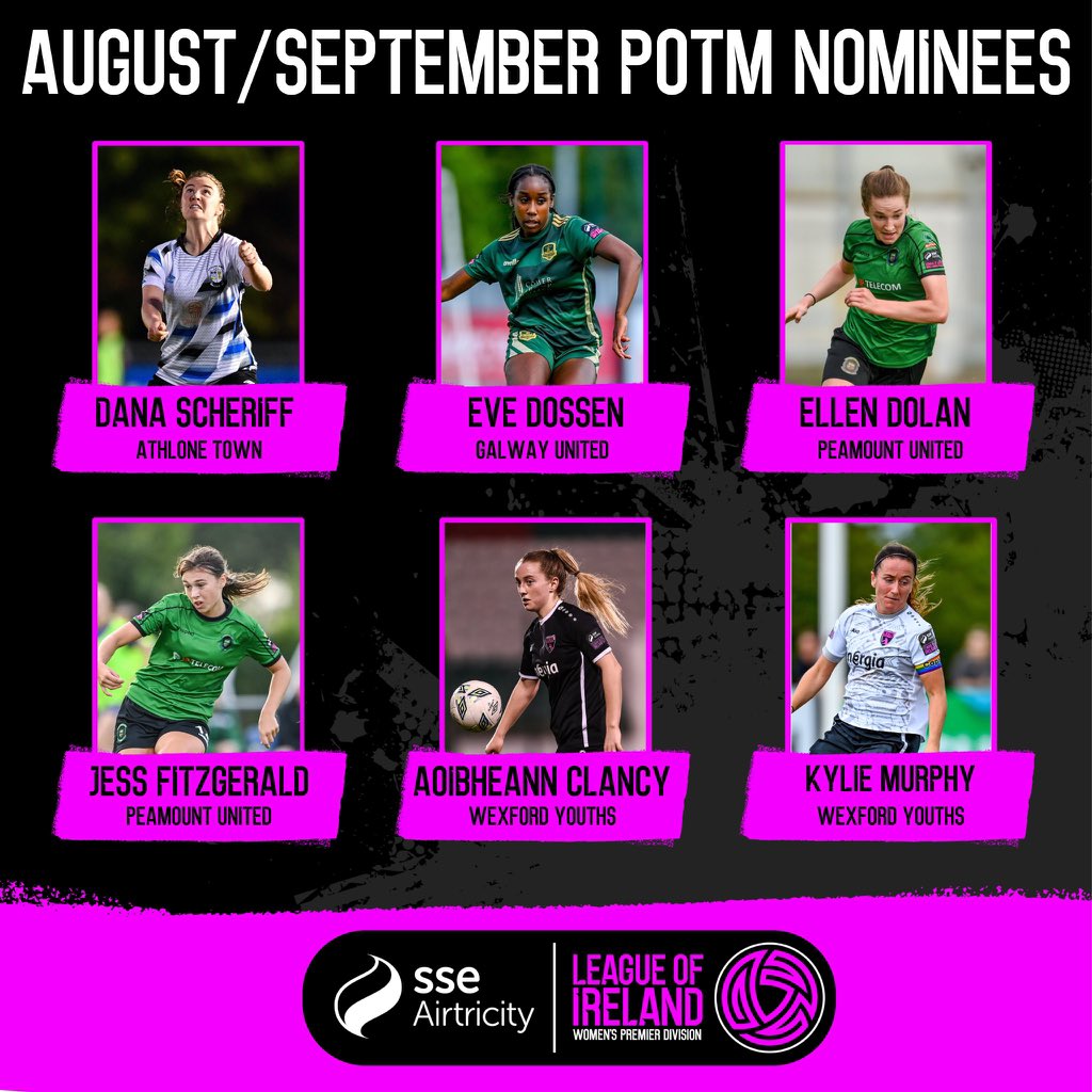 Kylie Murphy and Aoibheann Clancy are both on the nominations list for Women’s Premier Division Player of the Month.
The winner will be announced soon.

Best of luck!