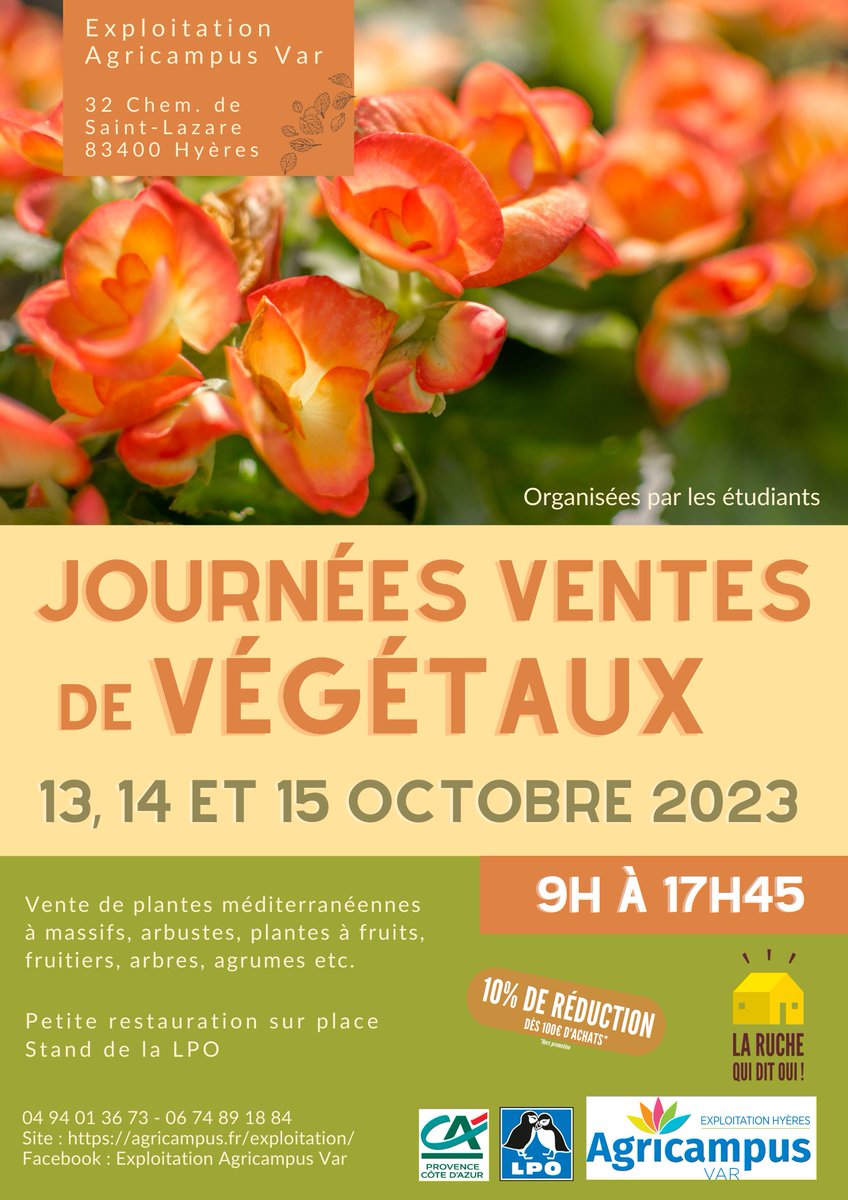 C'est le retour des journées ventes d'Automne ! 
#vente #vegetaux #agricampusvar #eleves #agricampushyeres <a href="/villedhyeres/">Ville d'Hyères</a>