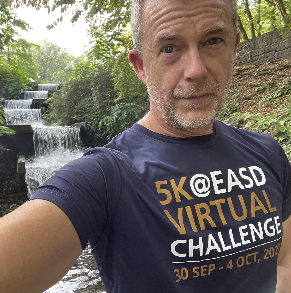 It’s that time of year when  @5keasd put on the virtual #5kEASD run

Squeezed mine in between blocks of work at 
#EASD2023 

The gold lettering on my T-Shirt marks 100 years of @novonordisk   It’s the 59th #EASD and my 15th (or 16th?)