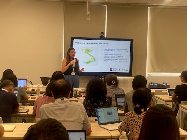 RavYael's tweet photo. It has been a great 1st day at @DHBKHN_HUST with @QED_Tweets colleagues  Gaby and Jenny delivering the training on UK, VN and ASEAN region qualification frameworks and benchmarks​; robust quality assurance systems​ and achieving international recognition of qualifications​👏🇻🇳🏴󠁧󠁢󠁷󠁬󠁳󠁿 https://t.co/C1glgU4Cwp