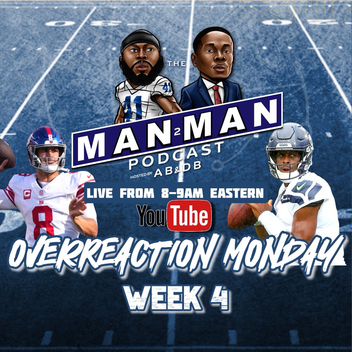TheManToManPod's tweet photo. Welcome to Week 4 Overreaction Monday. Join @ABethea41 & @DariusJButler for all the insight and fun convos on #M2MLive
Tap in at 815 AM ππΎππΎ
https://t.co/NqvH5UcPG3 https://t.co/jI8zXBSTxG