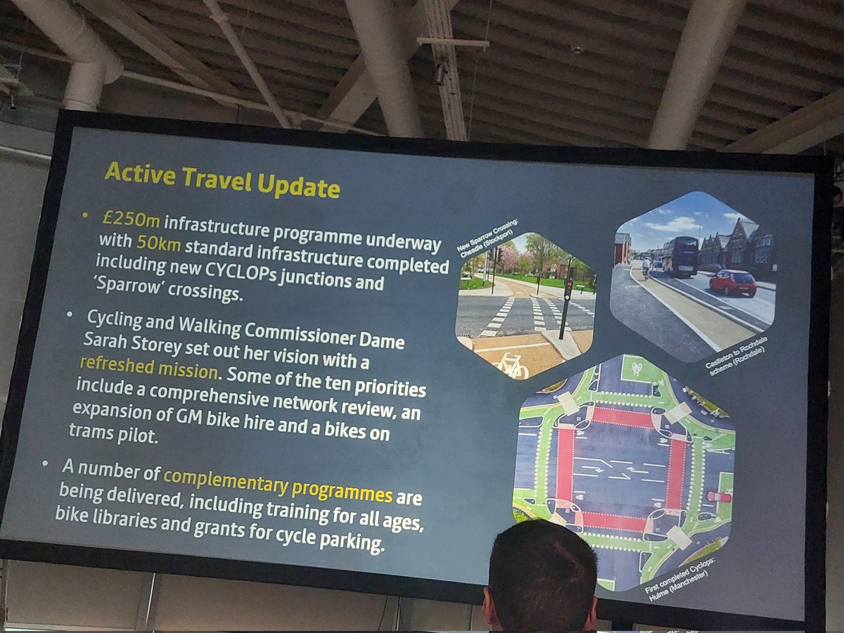 pickerchu's tweet photo. Now into the #GMGreenSummit breakout workshops. Due to a strong personal  interset; I'm attending the "Embrace the BeeNetwork" session. Great to see an update slide on #ActiveTravel and to see reference to  #BikesOnTrams pilot. 

🚲➕️🚋

@TFGMBeeNetwork @WalkRideGM https://t.co/3yayGMqgie