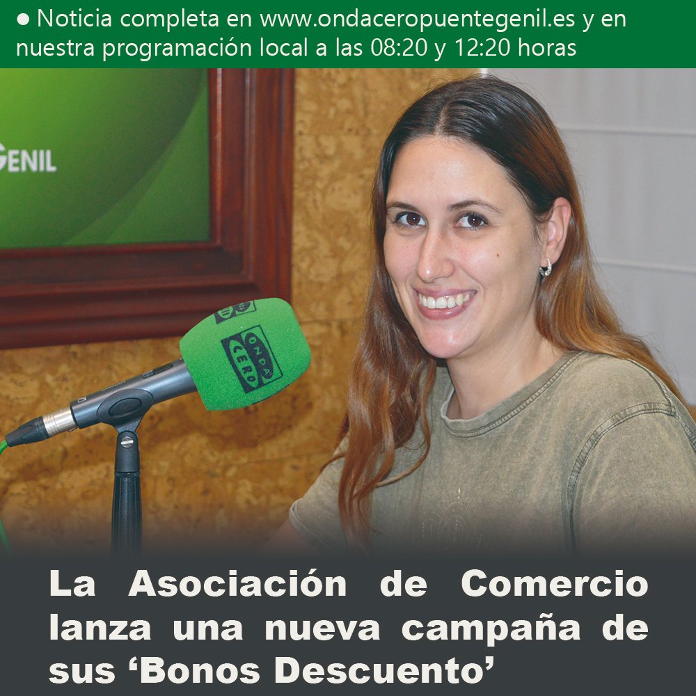 <a href="/ComercioPG/">Comercio PuenteGenil</a> lanza una nueva campaña de sus ‘Bonos Descuento’ #PuenteGenil #comercio 

👇👇👇
ondaceropuentegenil.es/en-la-onda/ite…
👆👆👆