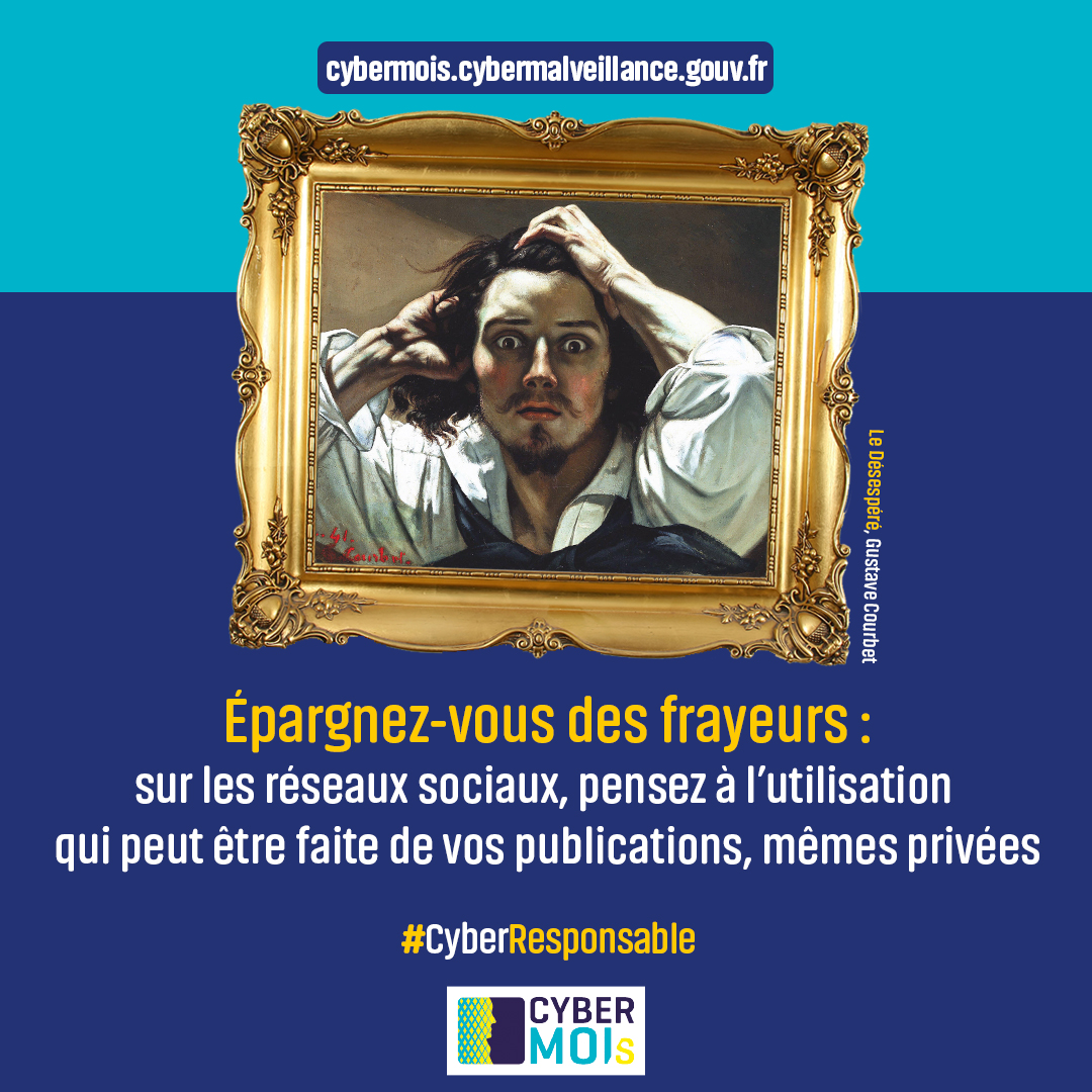 [#Cybermois 🫂] La DGA est #CyberResponsable 

Le conseil du mois :

➡️sur les réseaux sociaux, pensez à l'utilisation qui peut être faite de vos publications, même privées