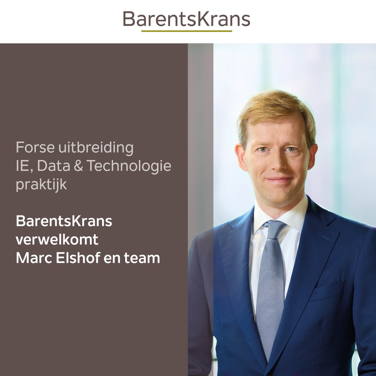 Forse uitbreiding van IE, Data &amp; Technologie praktijk BarentsKrans door overstap Marc Elshof en team per 1 oktober. bit.ly/3Q08Z4s