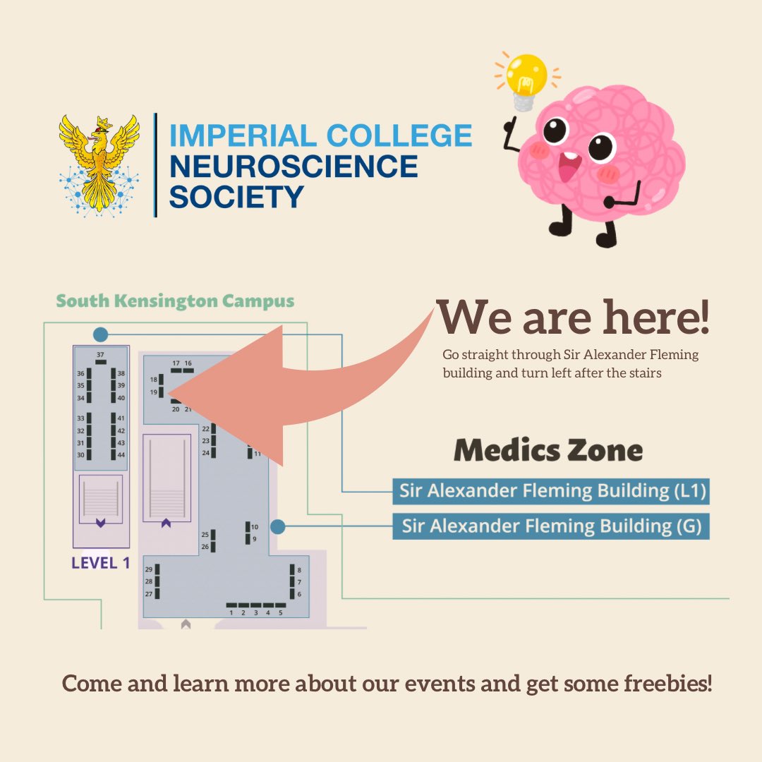🎪Freshers Fair! 
Come and learn more about the exciting events Neuroscience Society has planned for this year and get some freebies!