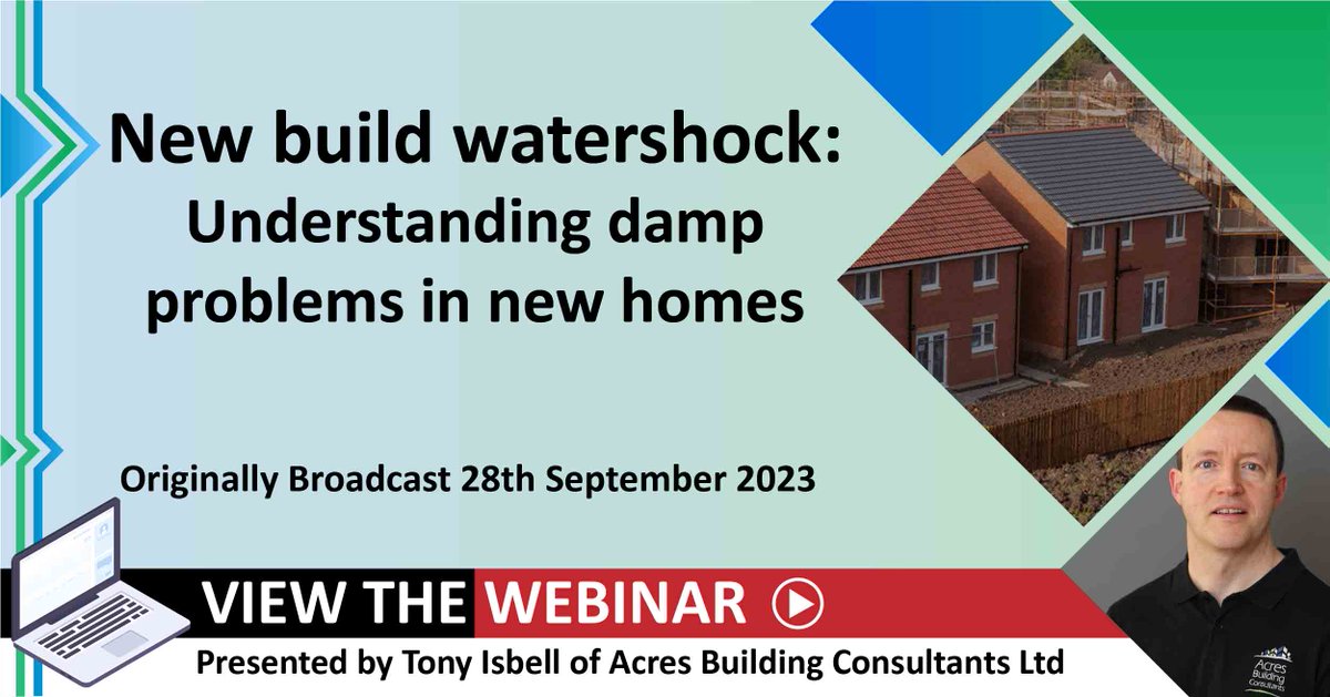 PCAPropertyCare's tweet image. Thank you to everyone who joined our live webinar last week titled 💻 - ‘New build watershock - understanding #dampproblems in new homes’. 

For those that missed it, the replay is now available &apos;on demand&apos;. 👇🎥

property-care.org/webinars/webin…

#surveyingdamp #dampinvestigations