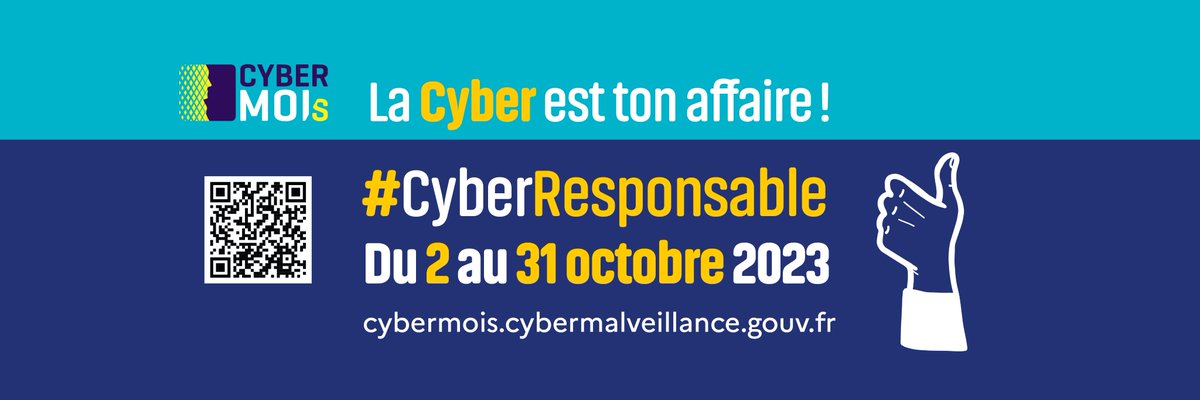 C'est parti pour le #CYBERMOIS 🚀
Tout au long du mois d'octobre, des événements partout en France &amp; des actions sur les réseaux sociaux pour sensibiliser à la #securitenumerique 
Alors vous aussi, soyez #CyberResponsable ! 
Infos 👉cybermalveillance.gouv.fr/tous-nos-conte…
#tousconcernes