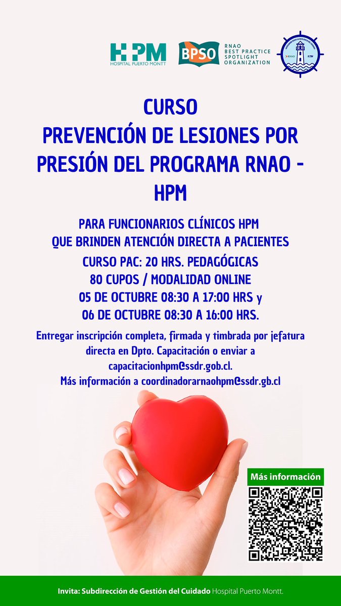 BPSO_HPM's tweet photo. invitamos a una nueva versión del curso de Prevención de LPP de @RNAO @hospitalpm el cual se llevará a cabo este jueves y viernes de manera online. está abierto a funcionarios clínicos que realicen atención directa a Paciente. Los esperamos! #stopLPP #BPSO https://t.co/3fVkQqTTPV