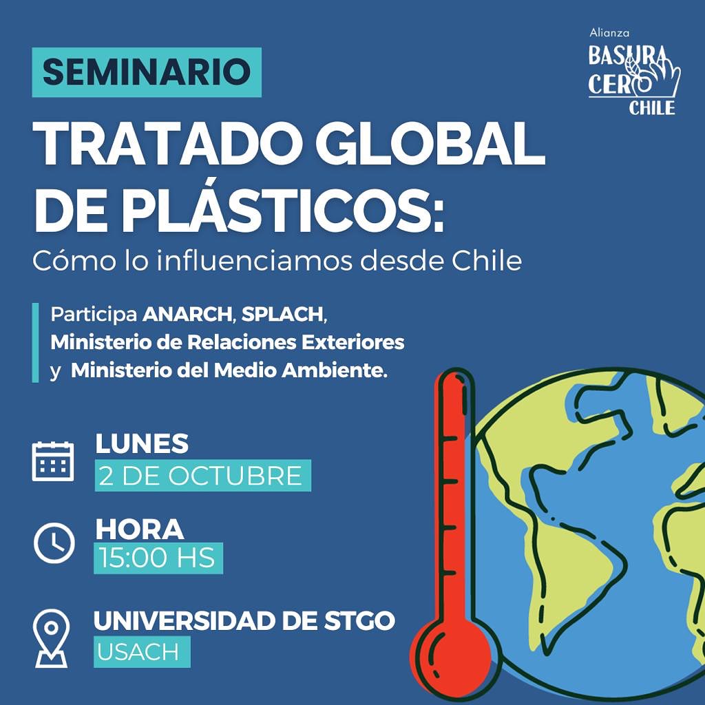 HOY 🔴 Les invitamos desde las 15:00 hrs. al Seminario sobre el #TratadoDePlásticos: ¿Cómo lo influenciamos desde Chile?

Contaremos con la participación de importantes actores 👀

🔗 Inscríbete en bit.ly/46zETKw o sigue la tranmisión aquí: youtube.com/watch?v=gaedNi…