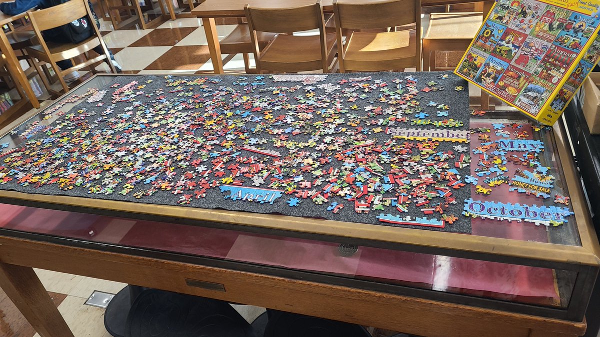 KHS_MediaCenter's tweet photo. One way to destress is to work on a puzzle. Come in to the library to help with on this one. https://t.co/ORtDUXoEWM