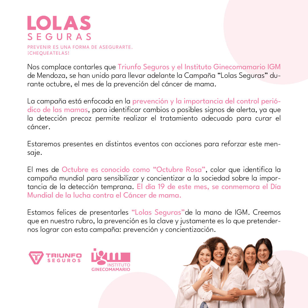 LOLAS SEGURAS- Prevenir es una forma de asegurarte.
Chequeatelas!!