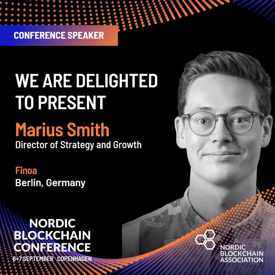 Finoaio's tweet photo. Finoa's Director of Strategy and Growth mariuslsmith
will be discussing "The future of staking and why it matters" at the Nordic Blockchain Conference next week - come say hello if you find yourself in Copenhagen!  #NBC2023 nordicblock https://t.co/FcK8qtbjCI