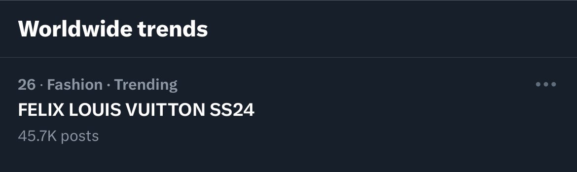 BbokRisma's tweet photo. We’re trending worldwide everyone you’re doing amazing 💙 let’s keep it up

-10 animals 
-10 movies 

Goal : 1000 replies 

FELIX LOUIS VUITTON SS24
#FELIXxLVSS24 #LVSS24 @LouisVuitton https://t.co/5LxjPPxD00