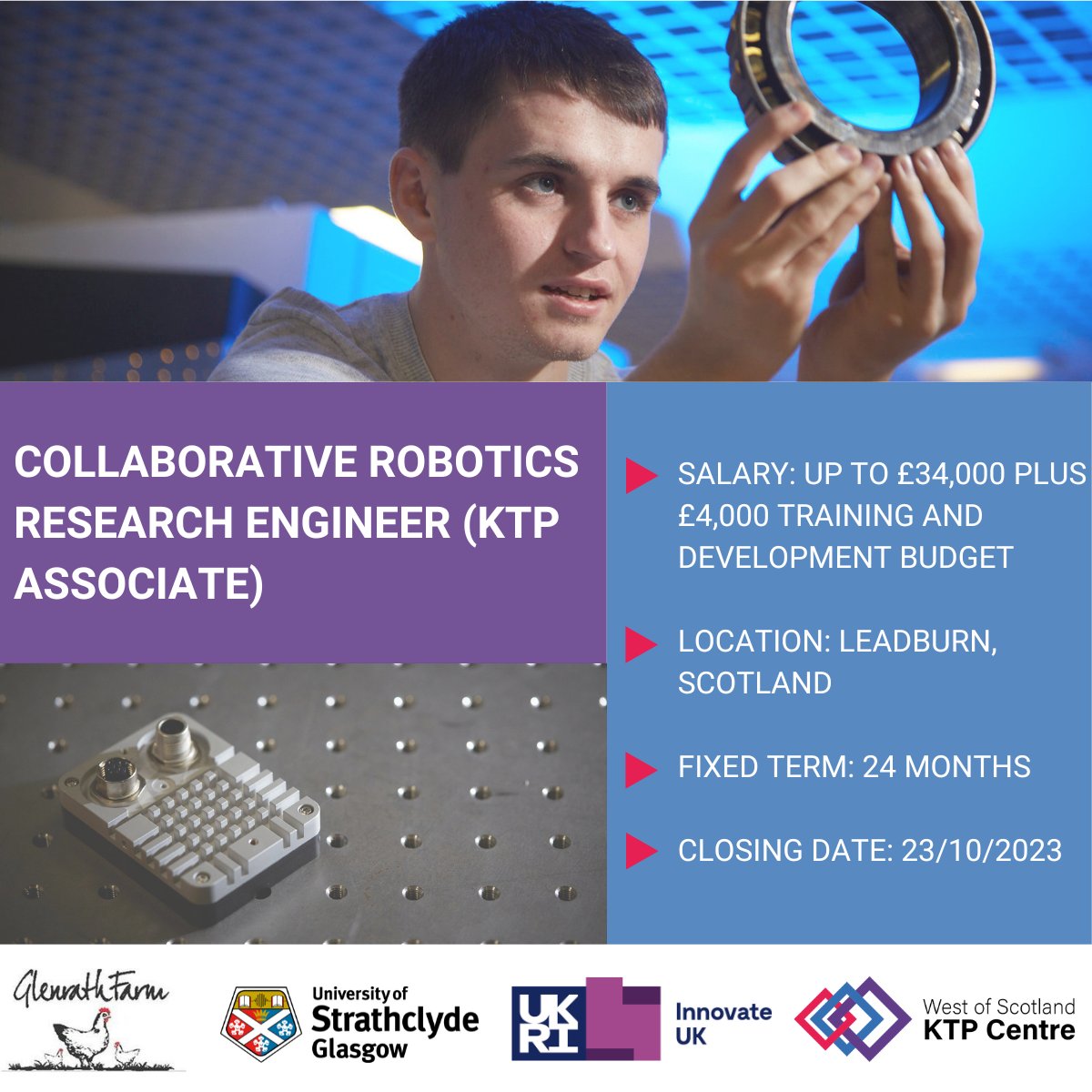 WestScotlandKTP's tweet photo. We are looking for a #KTP Associate to work in collaboration with Glenrath Farms and @UniStrathclyde on a 24 month project.
π More information: https://t.co/bsxH31e8CL
@innovateuk | @IUK_KTN | @IUK_KTP
#ScotKTP #KTPpoweringinnovation #KTPgrowth2023 https://t.co/EI3fThjn6K