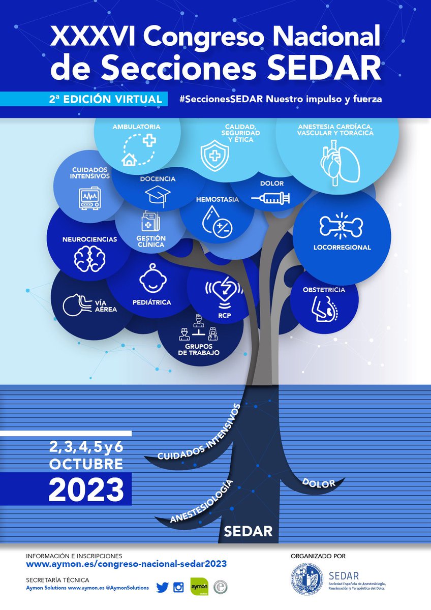 En unos minutos comenzamos con el XXXVI Congreso Nacional de #SeccionesSEDAR en edición virtual. 📆 Del 2 al 6 de octubre Descarga el cronograma por días aquí: eventos.aymon.es/wp-content/upl… @sedar_es