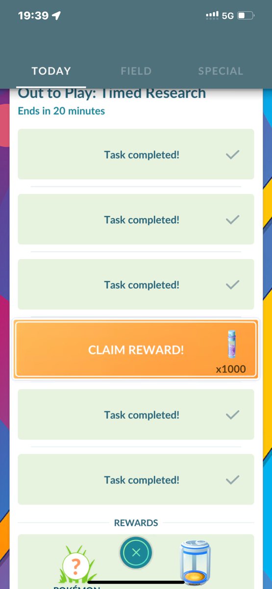snicKerjjPoGO's tweet photo. I managed to complete the Out to Play: Timed Research 20 minutes before the event ended. I was feeling a bit lazy about the quests because the route I had submitted was initially accepted and then unexpectedly rejected. 😅 #PokemonGO #OutToPlay #PokemonGORoute https://t.co/iPy3VMSZop