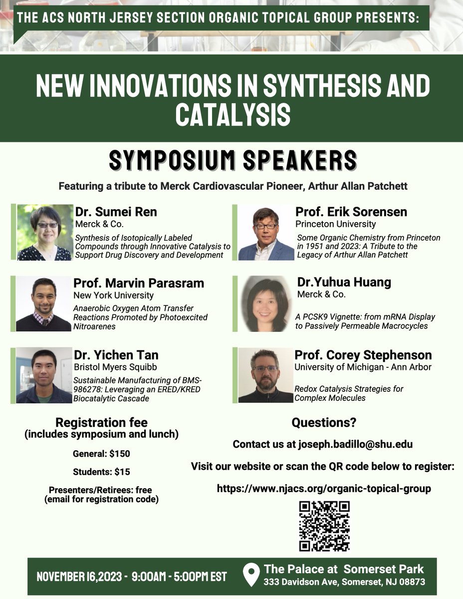 North Jersey ACS_Organic Topical Group (@njacs_otg) on Twitter photo Registration is now open! Please visit our website to register: njacs.org/organic-topica… <a href="/NJACS_OTG/">North Jersey ACS_Organic Topical Group</a>. Poster abstract submissions are still being accepted until Oct. 15th. Email to: joseph.badillo@shu.edu Registration is now open! Please visit our website to register: njacs.org/organic-topica… <a href="/NJACS_OTG/">North Jersey ACS_Organic Topical Group</a>. Poster abstract submissions are still being accepted until Oct. 15th. Email to: joseph.badillo@shu.edu