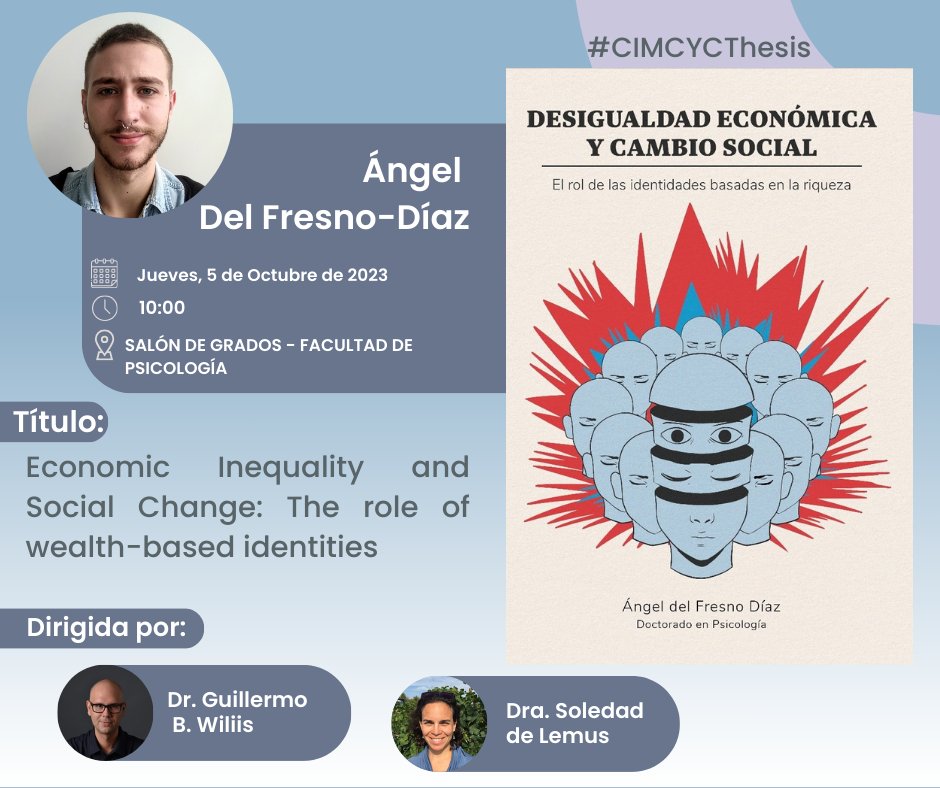 CIMCYC (@cimcyc) on Twitter photo ¡Al final de esta semana tenemos nueva defensa de tesis!
Este jueves 5, <a href="/angel_delFresno/">Ángel del Fresno-Díaz</a> presentará su tesis sobre desigualdad económica y cambio social. ¡Mucha suerte Ángel! ¡Al final de esta semana tenemos nueva defensa de tesis!
Este jueves 5, <a href="/angel_delFresno/">Ángel del Fresno-Díaz</a> presentará su tesis sobre desigualdad económica y cambio social. ¡Mucha suerte Ángel!