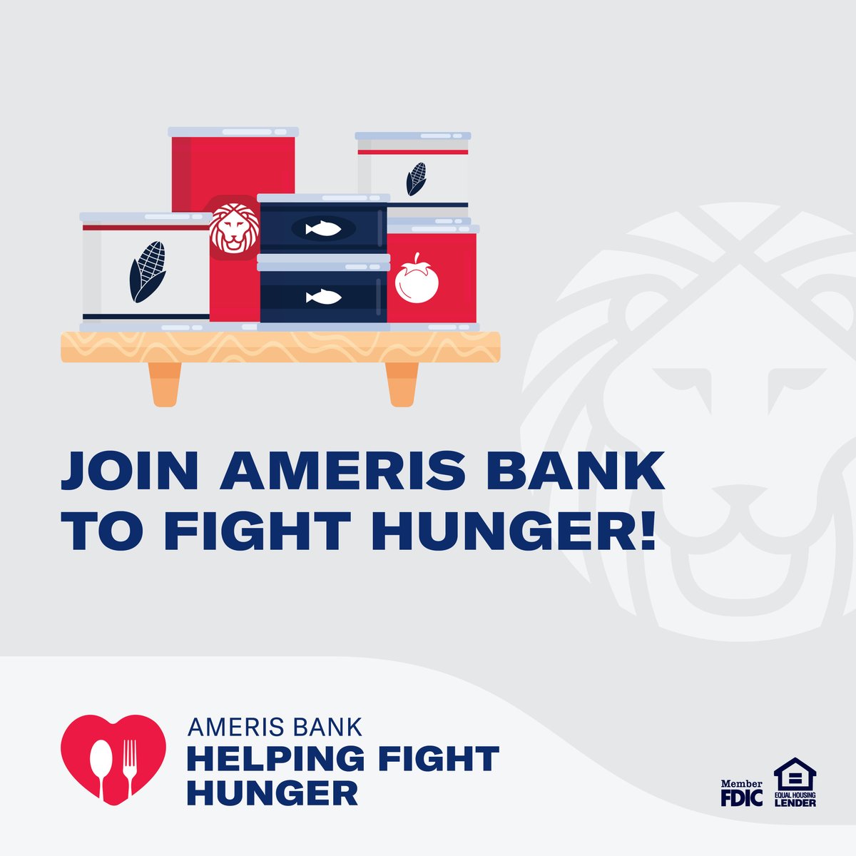 AmerisBank's tweet image. A small donation can have a big impact. #HelpFightHunger by visiting your local Ameris Bank branch to donate nonperishable food items through the end of November.
