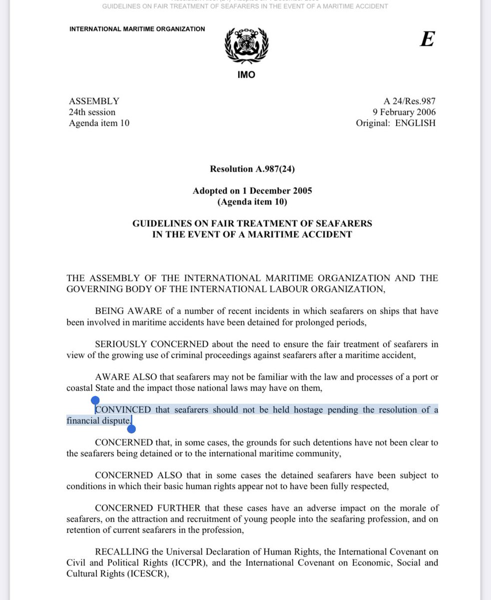 Alex Tinsley (@alexlouist) on Twitter photo Dear <a href="/IMOHQ/">International Maritime Organization</a> please see my communication on behalf of <a href="/SalamSiyaab/">Siyaab Salam</a>, a seafarer held in Indonesia amid a dispute with the ship owner. We say the current restriction on his movement is contrary to the Fair Treatment Guidelines, Abandonment Guidelines and the ICCPR. Dear <a href="/IMOHQ/">International Maritime Organization</a> please see my communication on behalf of <a href="/SalamSiyaab/">Siyaab Salam</a>, a seafarer held in Indonesia amid a dispute with the ship owner. We say the current restriction on his movement is contrary to the Fair Treatment Guidelines, Abandonment Guidelines and the ICCPR.