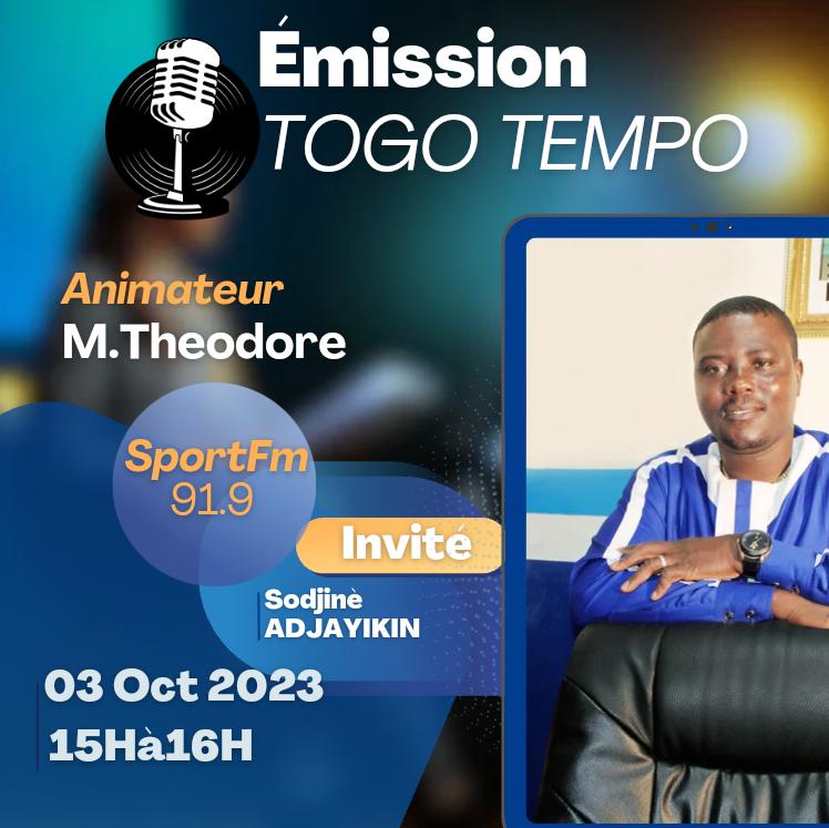 SodjineGroup's tweet photo. Invité par l'animateur Monsieur Theodore dans l'émission Togo Tempo sur Sport Fm 91.9 demain le 03 Octobre 2023 à 15h, Monsieur Sodjinè Adjayikin, Directeur Général de la société Sodjinè Group Sarl vous invite à le suivre pour savoir plus sur les activités de la société. https://t.co/JzexsoBigu